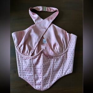 Oh Polly Pink Satin Corset Top